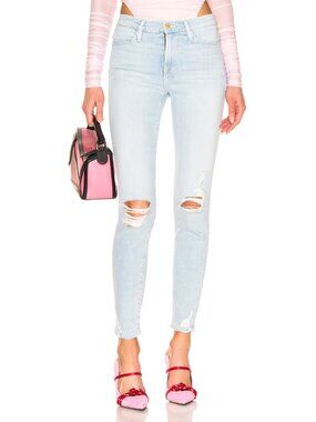 NWT FRAME Le High Skinny in Rush Destroyed Stretch Ankle Jeans 24 $230